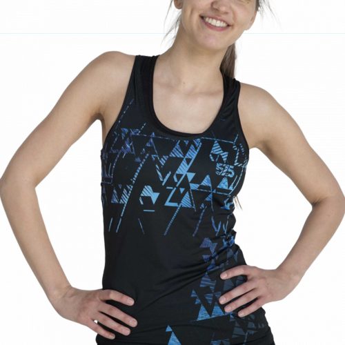 Lauf t-shirt ärmellos für Damen - TRIANGLES - Blue